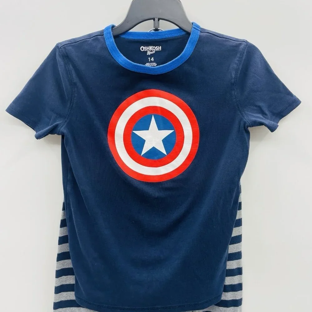 OshKosh B'Gosh Youth Boys Size 14 2-Piece Captain America Snug Fit‎ Cotton PJs